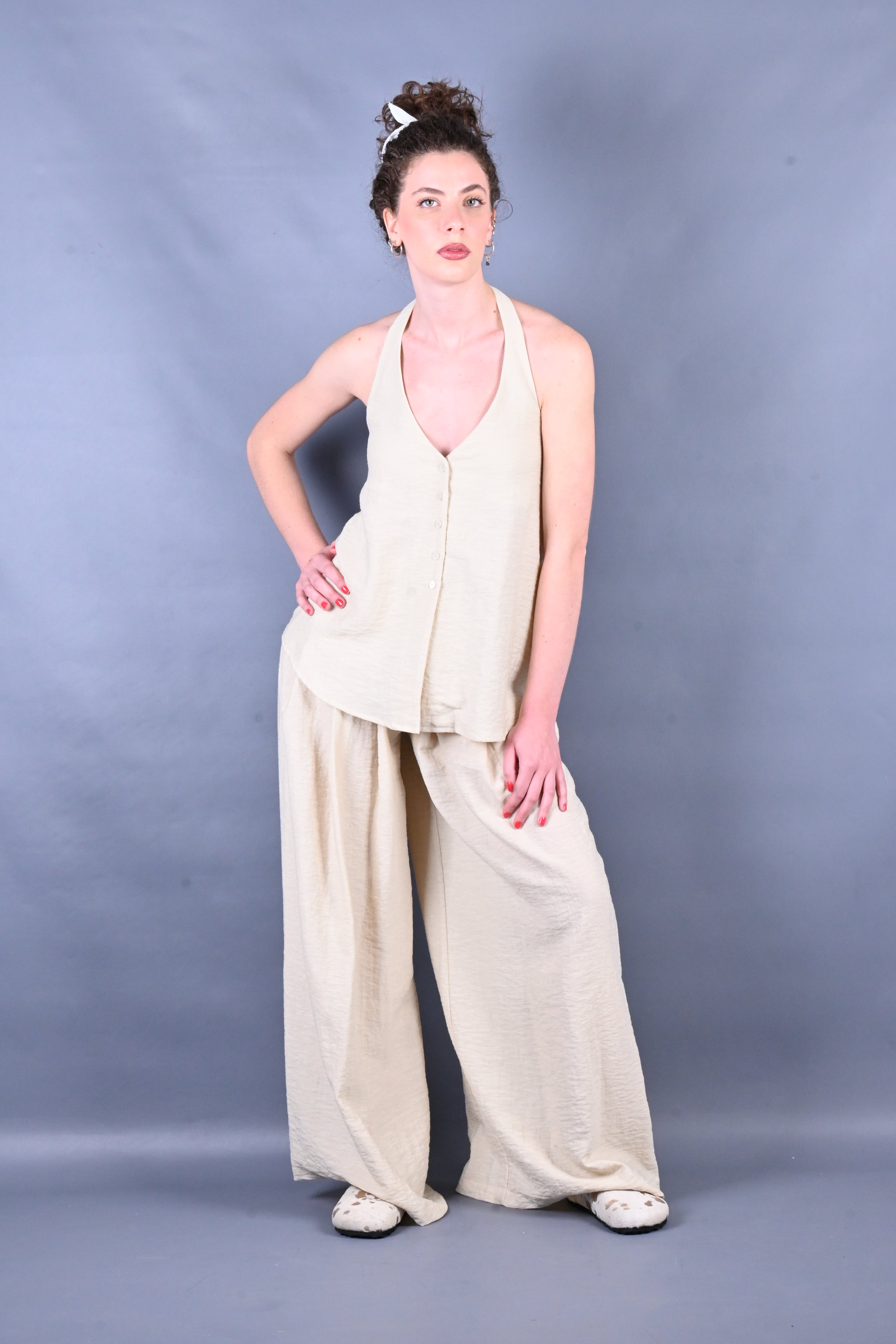 PANTALONE COORDINATO EFFETTO LINO
